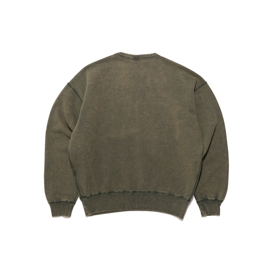 DOE WASHED COLLEGE LOGO EMBROIDERY CREWNECK