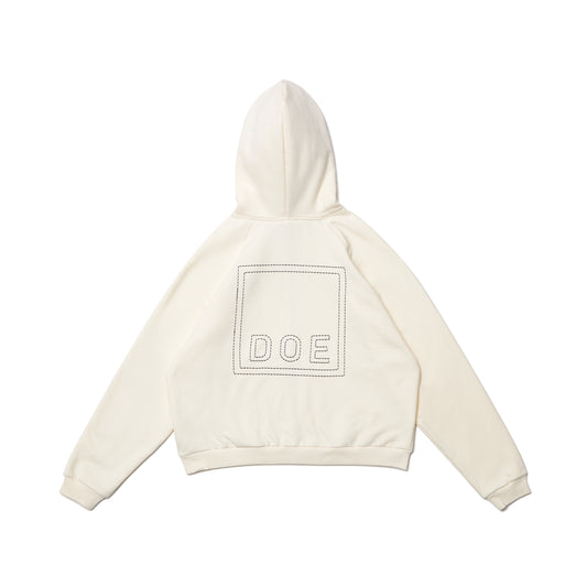 DOE BACK SQUARE LOGO ZIP-UP HOODIE