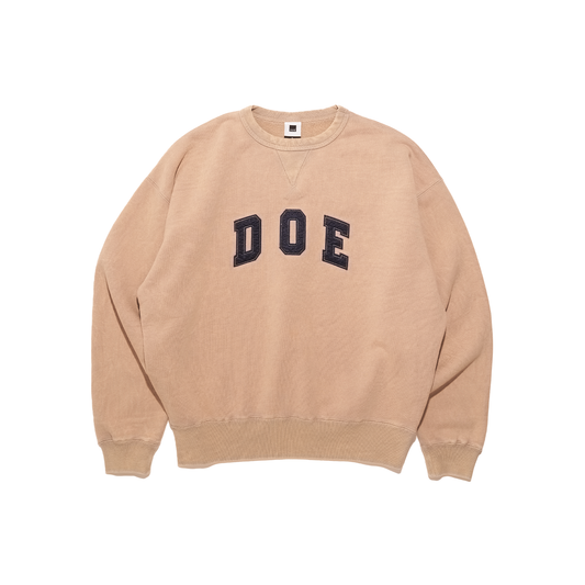 DOE WASHED COLLEGE LOGO EMBROIDERY CREWNECK
