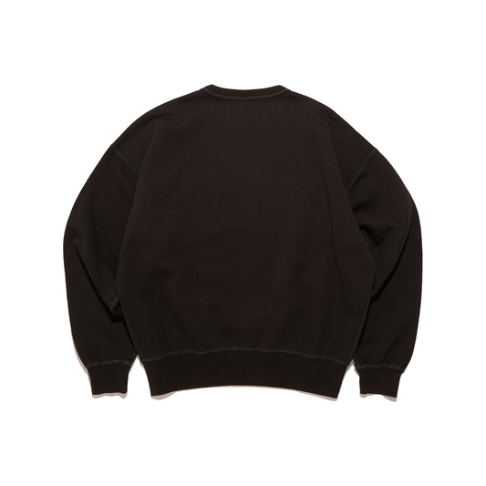 DOE DYED COLLEGE LOGO EMBROIDERY CREWNECK