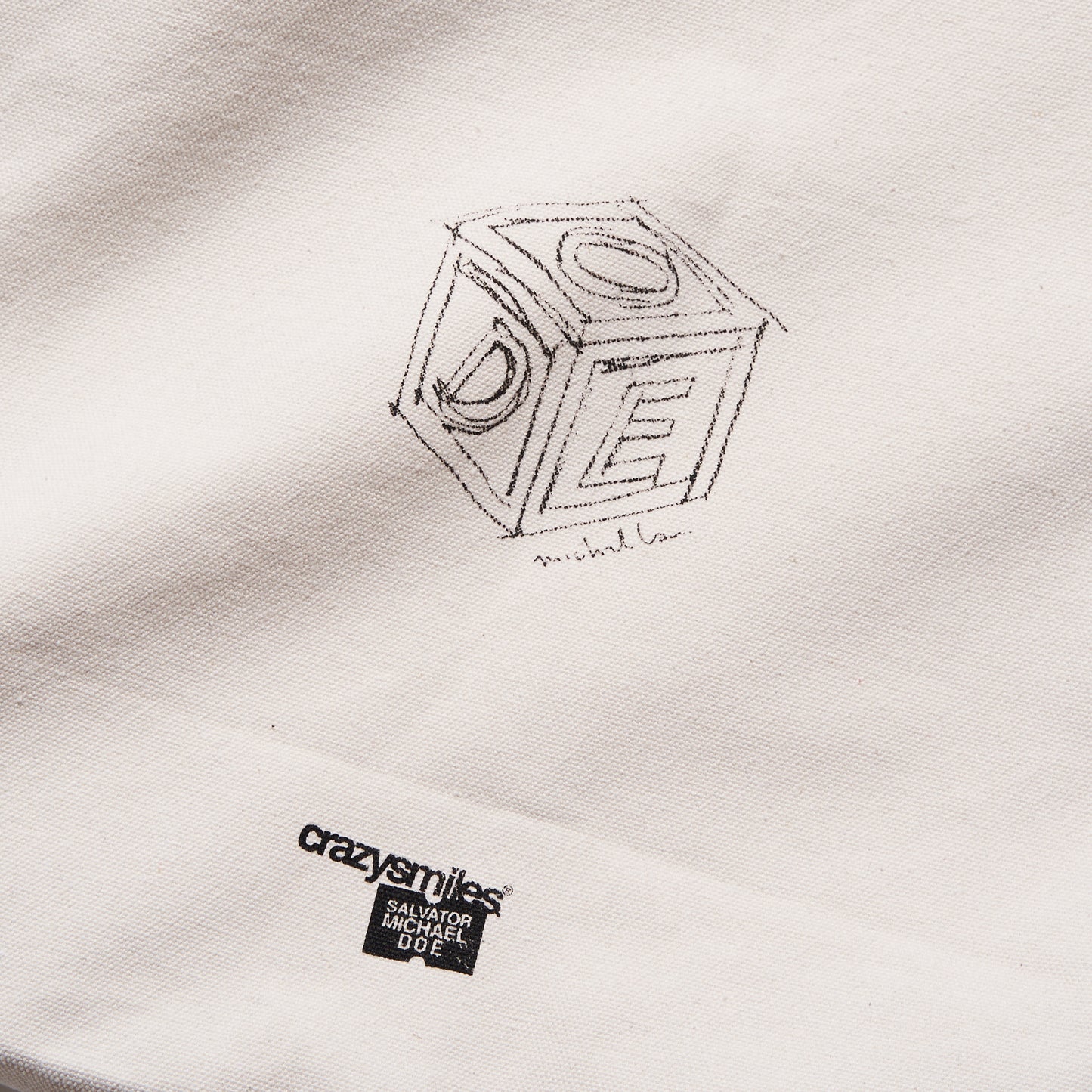 DOE x MICHAEL LAU SQUARE LOGO CANVAS TOTE BAG