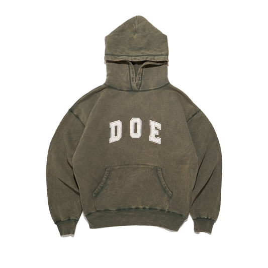 DOE WASHED COLLEGE LOGO EMBROIDERY HOODIE
