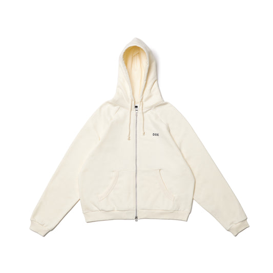 DOE BACK SQUARE LOGO ZIP-UP HOODIE