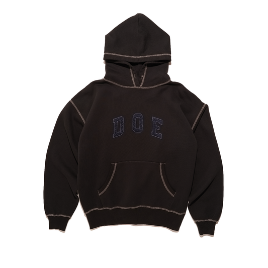 DOE DYED COLLEGE LOGO EMBROIDERY HOODIE