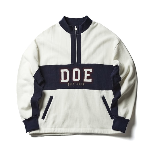 DOE LOGO EMBROIDERY HALF ZIP SWEATER